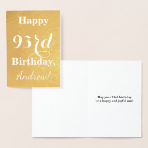 Grundlegende Goldfolie "HAPPY 93. BIRTHDAY"; Indiv Folienkarte