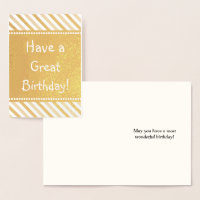 Grundlegende Goldfolie "Have a Great Birthday" Car