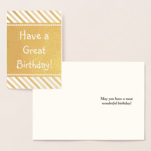 Grundlegende Goldfolie "Have a Great Birthday" Car Folienkarte