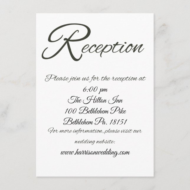 Grundlegende große R-Hochzeitsempfangskarte Begleitkarte (Vorderseite)