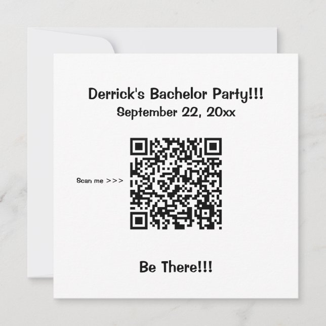 Grundlegende Junggesellenabschied-Einladung mit QR Einladung (Vorderseite)