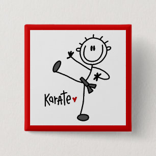 Grundlegende männliche Stickfigur Karate T-Shirts Button