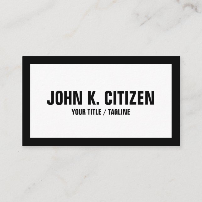 Grundlegende mutige Schwarzweiss-Visitenkarte Visitenkarte (Vorderseite)