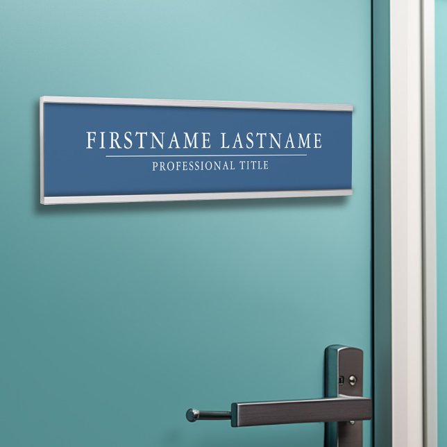 Grundlegende Navy Weiß mit Name Bezeichnung einfac Türschild (Personalized Door Sign - Add Your Logo and Professional Title with Name)