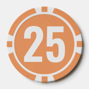 Grundlegende Orange Weiße Fette Zahl  Pokerchips