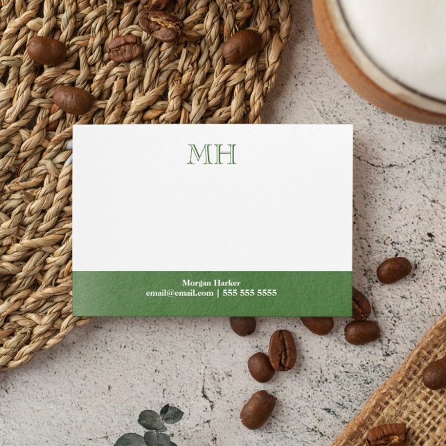 Grundlegende saubere Moss-grüne weiße Initialen Post-it Klebezettel (Von Creator hochgeladen)