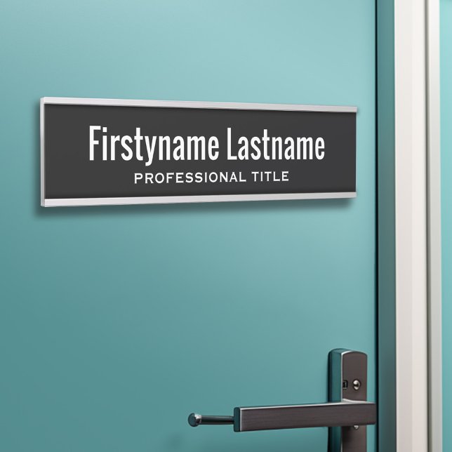 Grundlegende Schwarz-weiße Bezeichnung und Berufli Türschild (Executive Door Sign - Customize your text and colors)