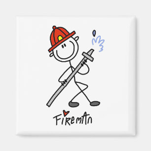 Grundlegende Stäbchenfigur Feuerwehrmann T-Shirts Magnet