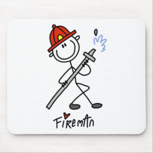 Grundlegende Stäbchenfigur Feuerwehrmann T-Shirts Mousepad