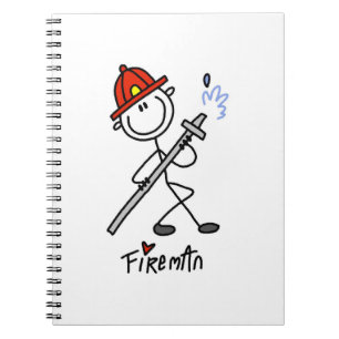 Grundlegende Stäbchenfigur Feuerwehrmann T-Shirts Notizblock