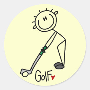 Grundlegende Stick Figure Golf T-Shirts und Gesche Runder Aufkleber