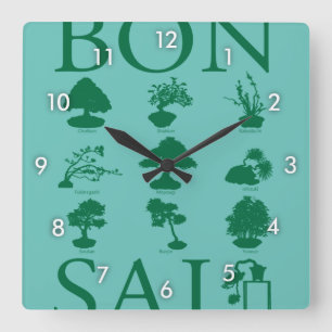 Grundlegende Stile von Bonsai Tree Quadratische Wanduhr