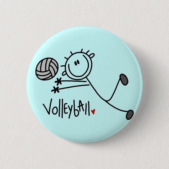 Grundlegende Strichmännchen-Volleyball-T-Shirts Button (Vorderseite)