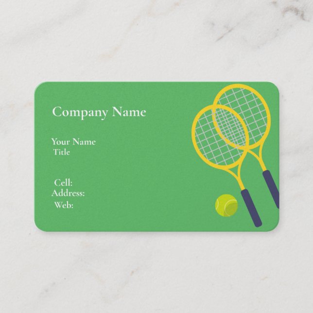 Grundlegende weiße Vorlage Visitenkarte Tennis (Vorderseite)