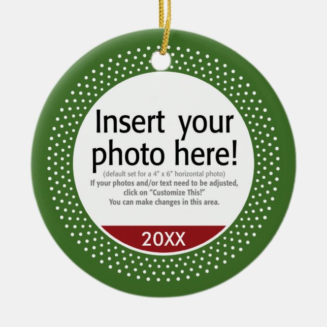 Grundlegender Foto-Rahmen für Weihnachten Keramik Ornament (Vorne)