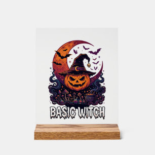 Grundlegender Hexen-Halloween-Kürbis-Halbmond-Kess Acrylschild
