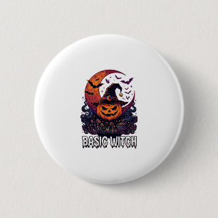 Grundlegender Hexen-Halloween-Kürbis-Halbmond-Kess Button