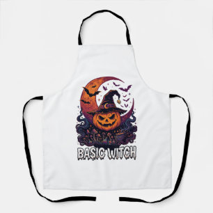 Grundlegender Hexen-Halloween-Kürbis-Halbmond-Kess Schürze