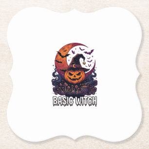 Grundlegender Hexen-Halloween-Kürbis-Halbmond-Kess Untersetzer