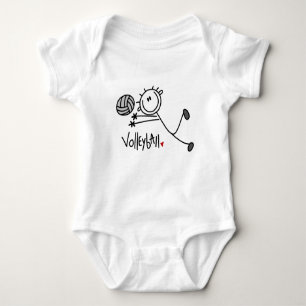 Grundlegender männlicher Strichmännchen-Volleyball Baby Strampler