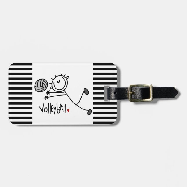 Grundlegender männlicher Strichmännchen-Volleyball Gepäckanhänger (Vorderseite horizontal)