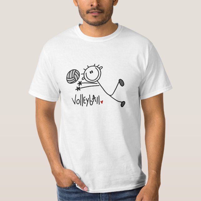 Grundlegender männlicher Strichmännchen-Volleyball T-Shirt (Vorderseite)