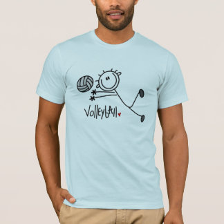 Grundlegender männlicher Strichmännchen-Volleyball T-Shirt