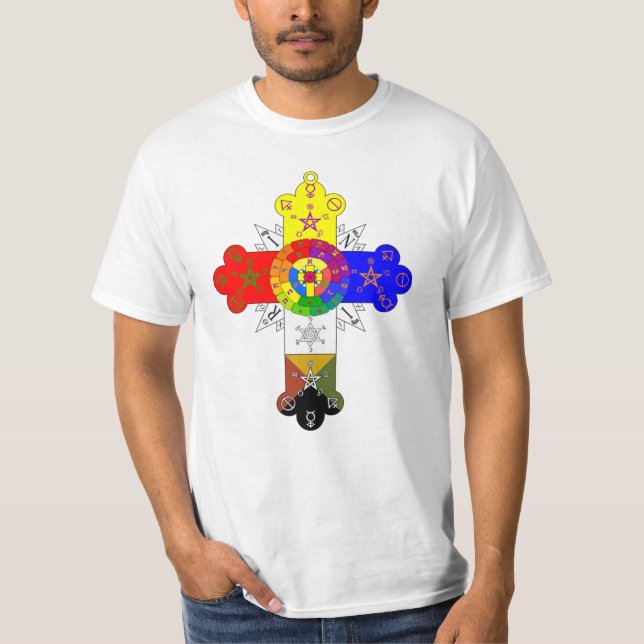 Grundlegender Rosen-Kreuz Lamen T - Shirt (weiß) (Vorderseite)