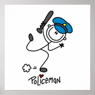 Grundlegender Strichmännchen-Polizei-Offizier Poster
