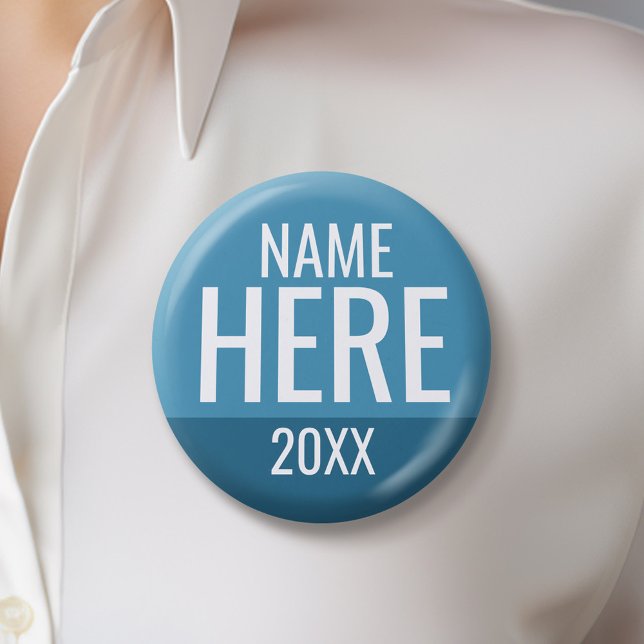 Grundlegendes Blue White Custom Campaign Design Button (Custom Campaign Buttons - Make Your Own Election Swag)
