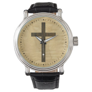 Grundlegendes christliches queres hölzernes armbanduhr