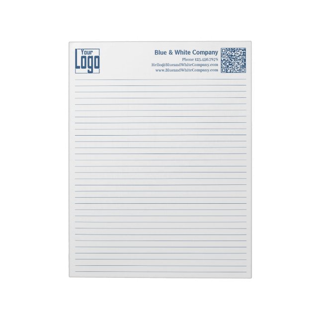 Grundlegendes Logo QR-Code Blaue Linie College-Reg Notizblock (Rotiert)