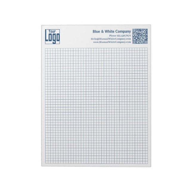 Grundlegendes Logo QR-Code Blaues Gitterdiagramm C Notizblock (Rotiert)