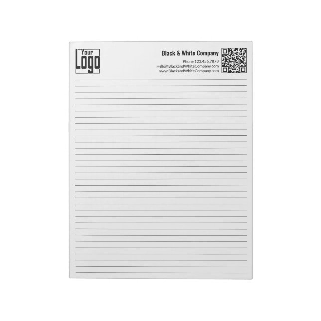 Grundlegendes Logo QR-Code schwarze Linie College- Notizblock (Rotiert)