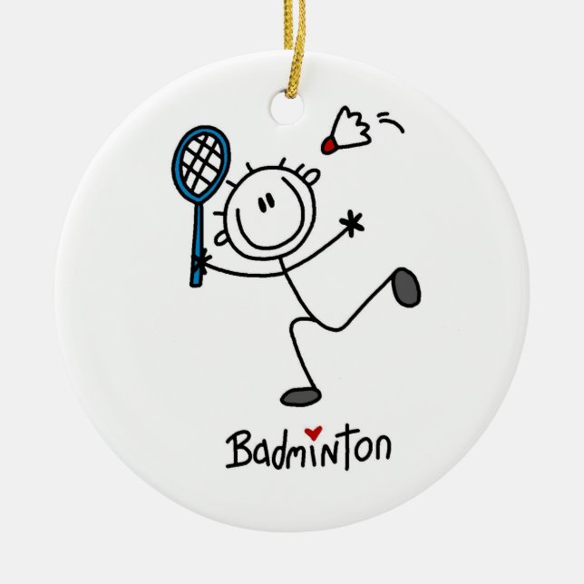 Grundlegendes männliches Strichmännchen-Badminton Keramikornament (Vorne)