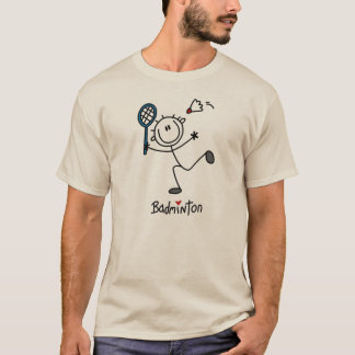 Grundlegendes männliches Strichmännchen-Badminton T-Shirt