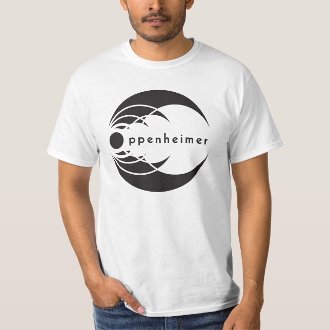 grundlegendes oppenheimer Logoschwarzes auf Weiß T-Shirt (Vorderseite)