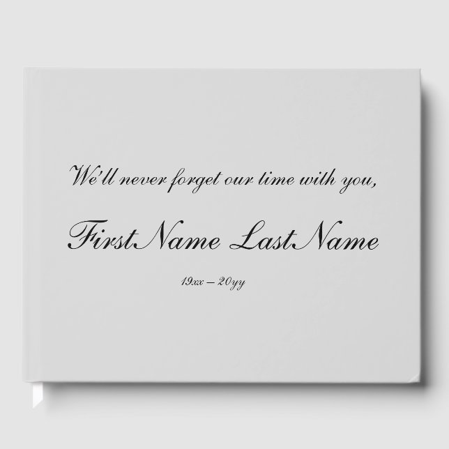 Grundlegendes, untergeordnetes Memorial Gästebuch (Vorderseite)