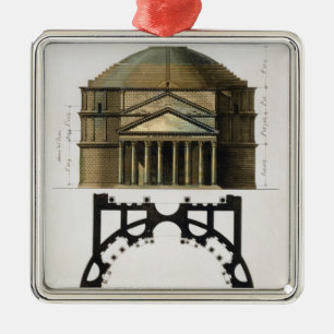 Grundplan und Fassade des Pantheons, Rom, von Silbernes Ornament