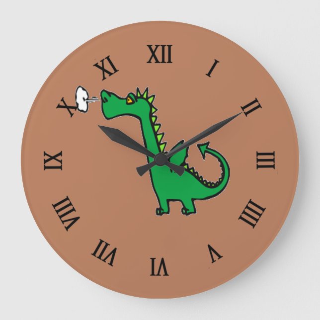 Gründrache Große Wanduhr (Vorderseite)