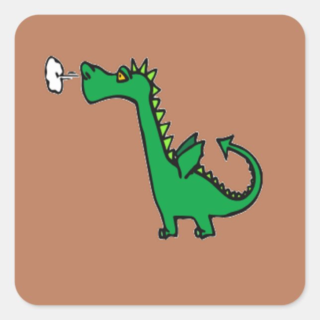 Gründrache Quadratischer Aufkleber (Vorderseite)