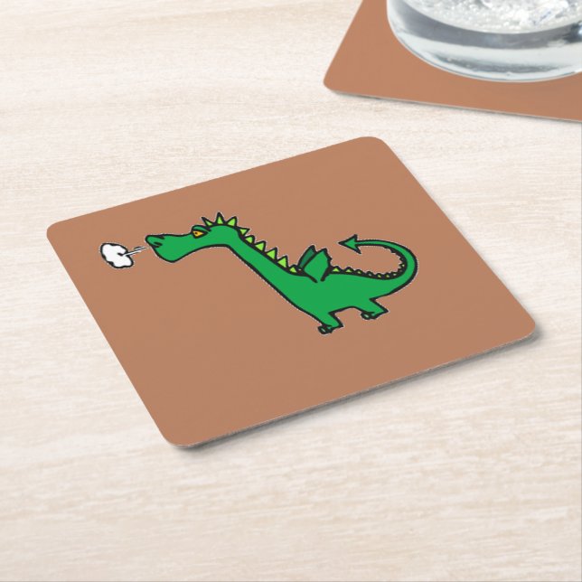 Gründrache Rechteckiger Pappuntersetzer (angewinkelt)