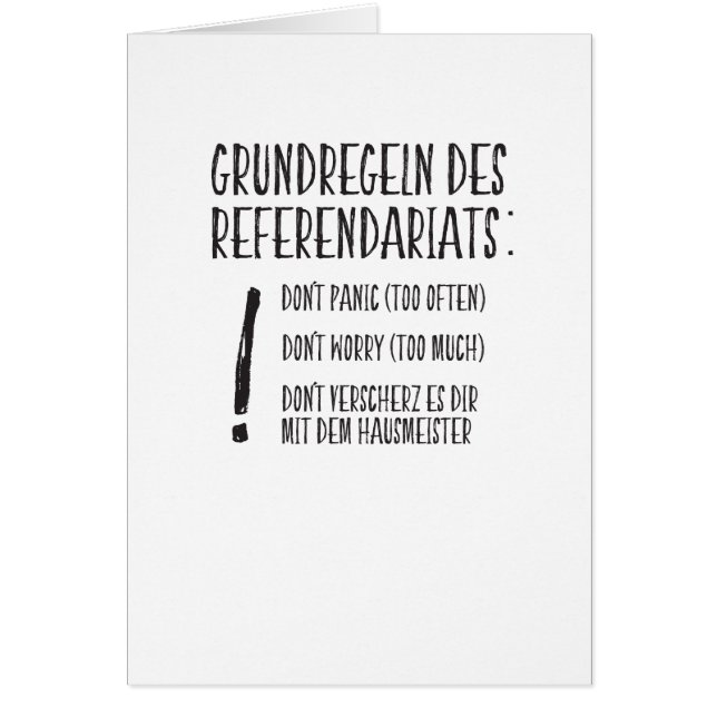 Grundregeln des Referendariats (Vorne)