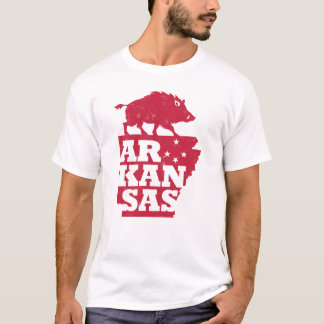 Grundriss der Arkansas-Staatskarte Schwein Razorba T-Shirt