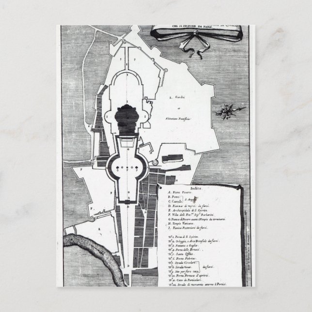 Grundriss des Vatikans, Rom Postkarte (Vorderseite)