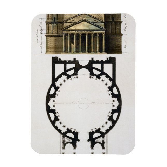 Grundriss und Fassade des Pantheon, Rom, aus Magnet (Vertikal)