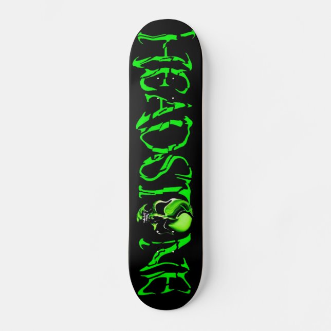 GRUNDSTEIN grünes Schädel-Logo-Skateboard Skateboard (Vorderseite)