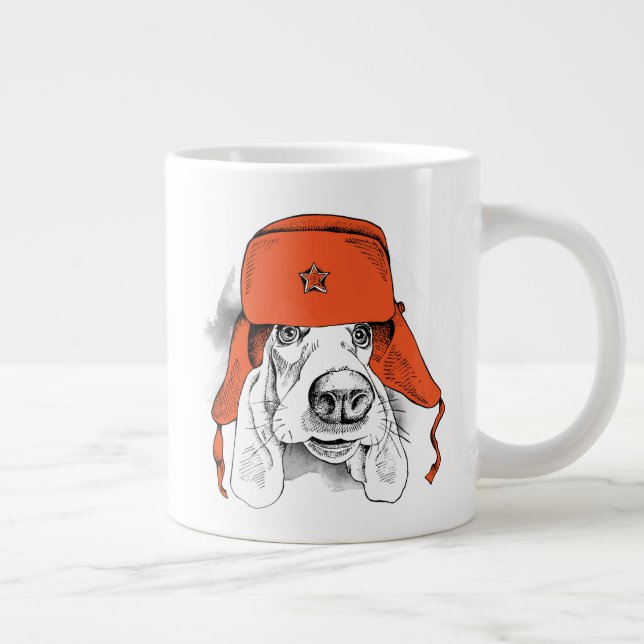 Grundstück| Red Ushanka Hat Jumbo-Tasse (Rechts)