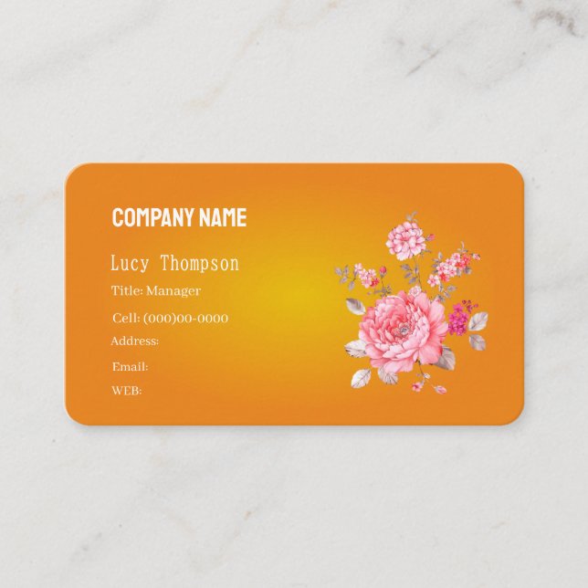 GRUNDVORLAGE DER GESCHÄFTSKARTE , Blume Visitenkarte (Vorderseite)