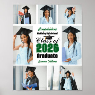 Grüne Abschlussfeier-Fotocollage der Klasse 2026 Poster